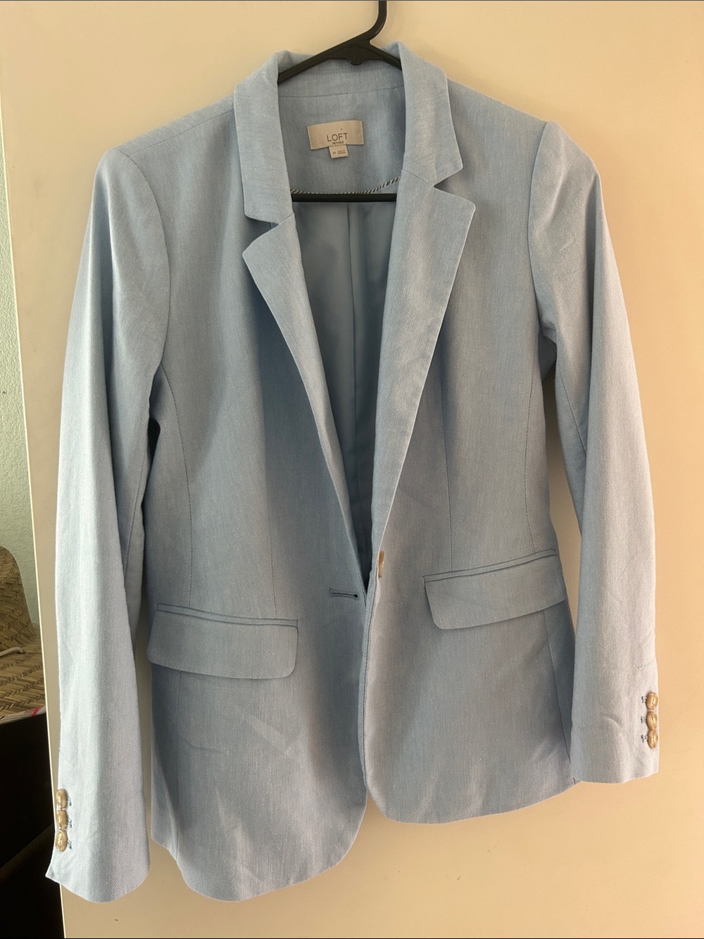 LOFT Light Blue Single-Button Tailored Blazer